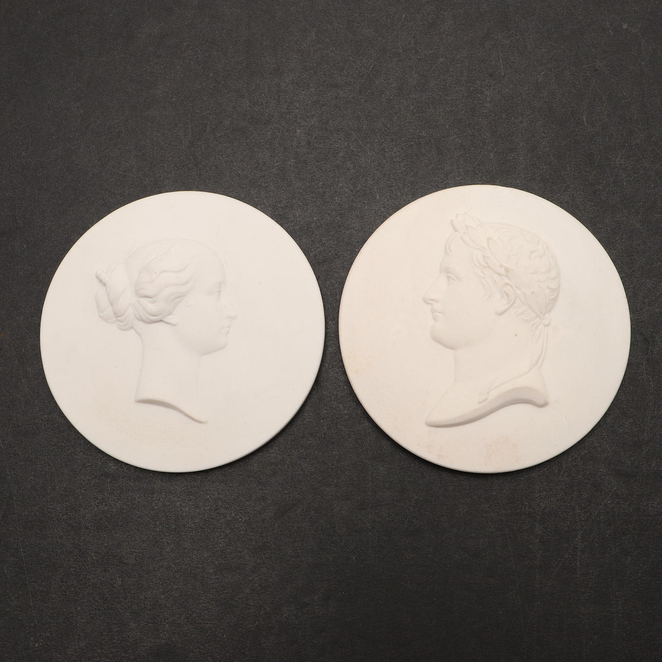 SEVRES - TWO PORTRAIT ROUNDELS 'NAPOLEON & EUGENIE'.
