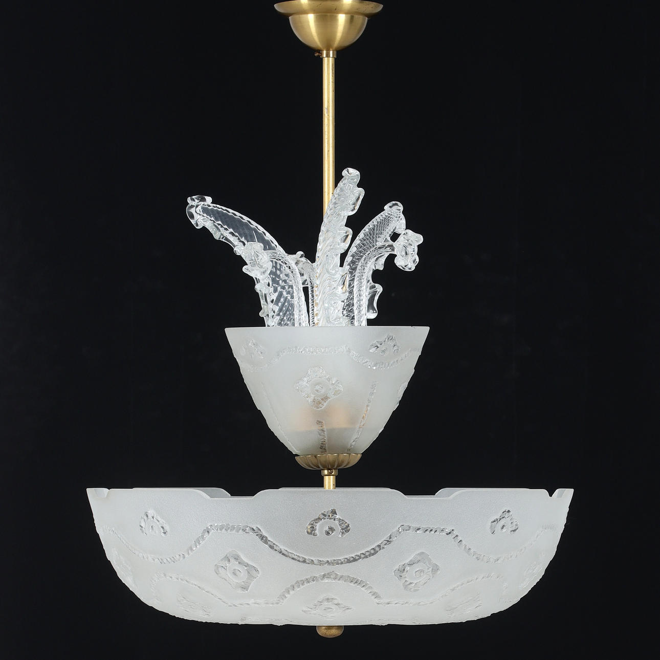 A glass ceiling lamp by Orrefors. 1940s.