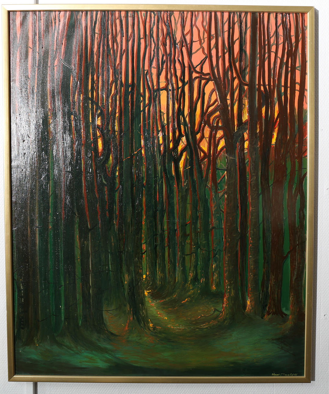 SIGVARD RANELID. Olja på duk, I skogen, signerad, daterad -75.