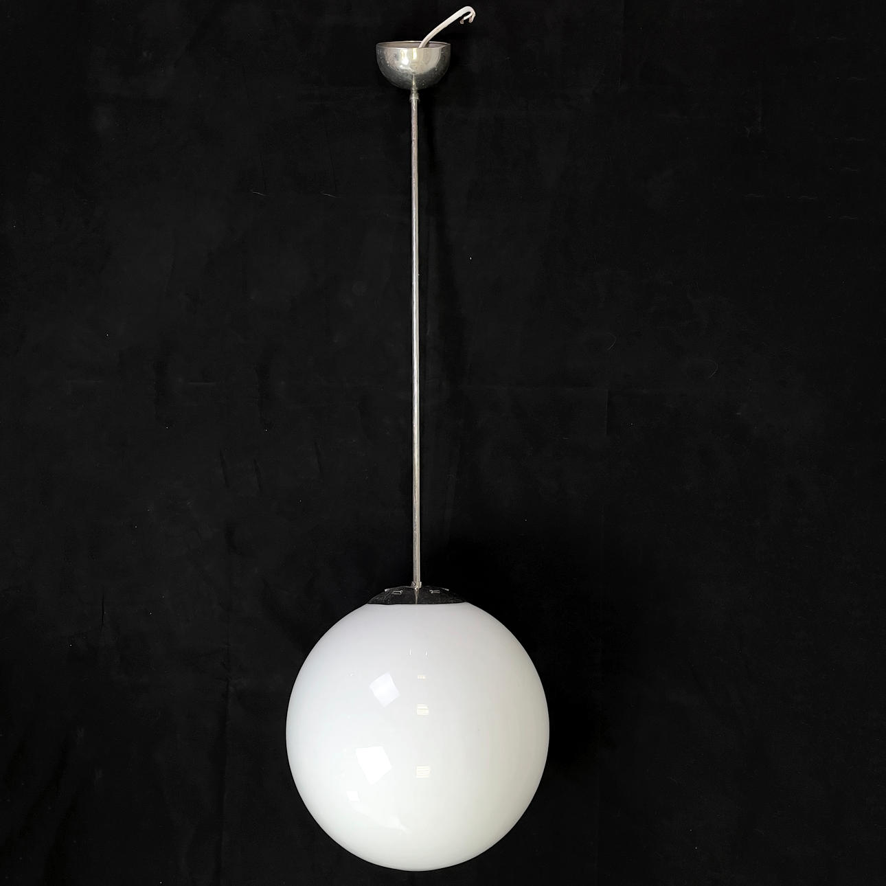 GLOBE LAMP. A 20th century glass/metal functional style.