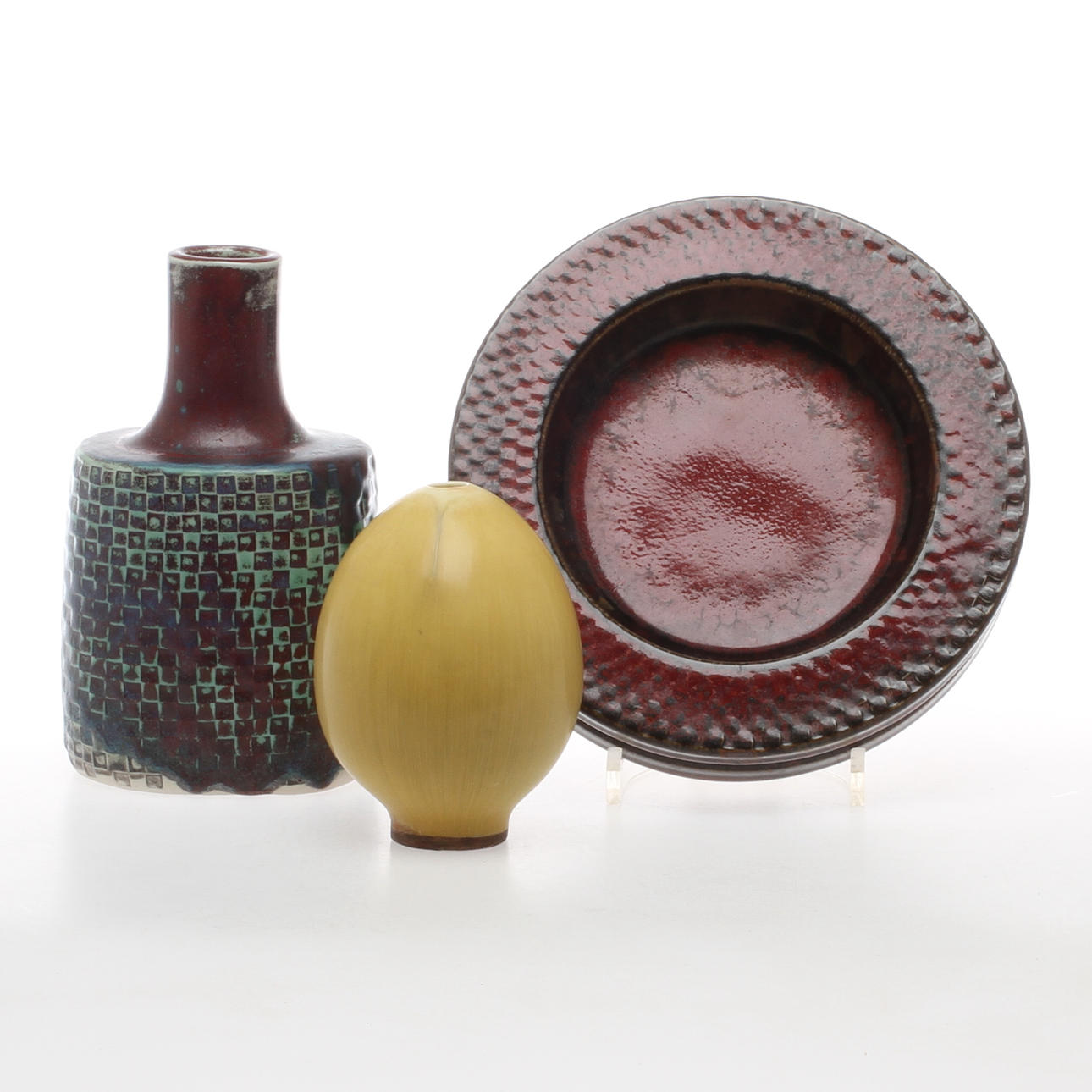 VASER samt FAT, 3 delar, stengods, Berndt Friberg samt Stig Lindberg.