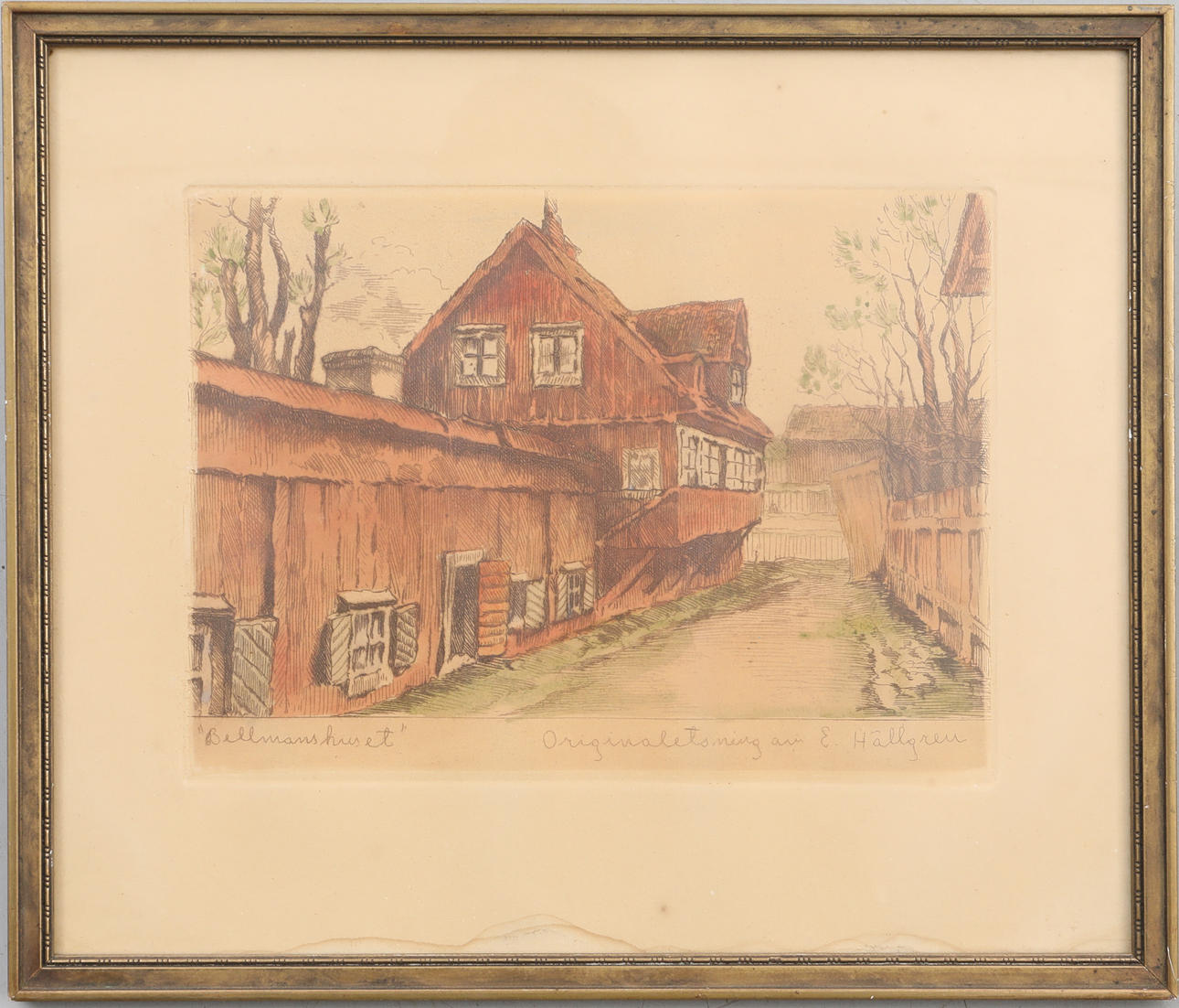 ERNST HÄLLGREN. “Bellman's house”, original etching, signed.