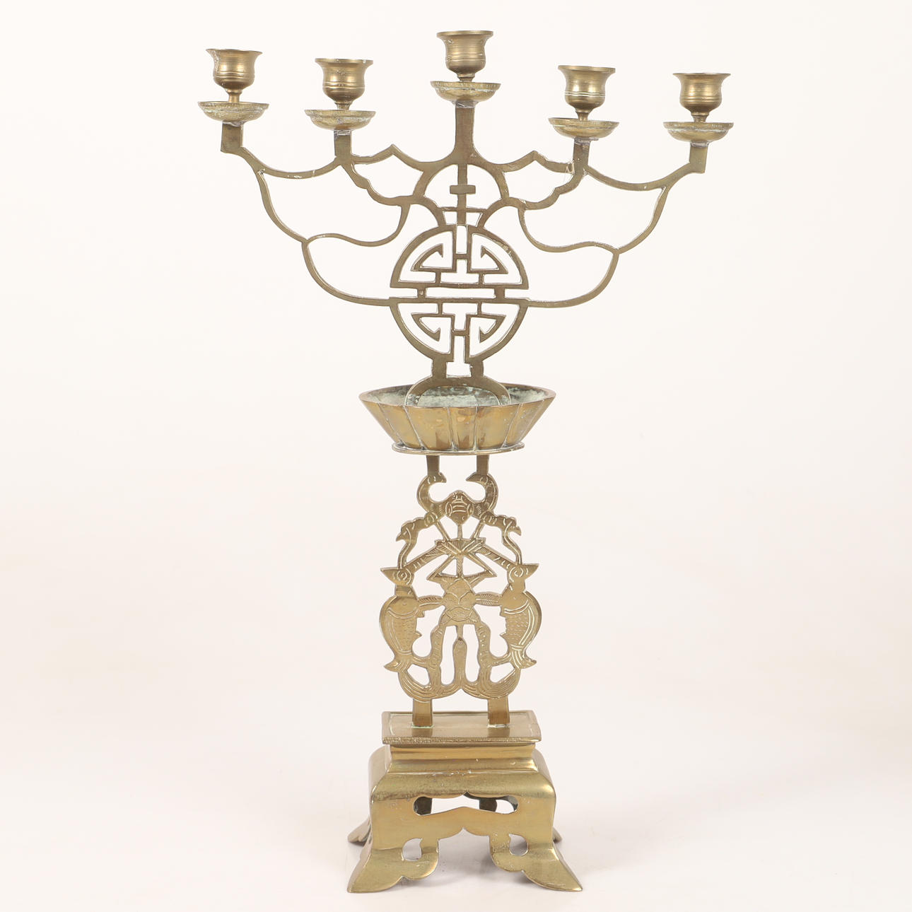 Candelabro, latón, Asia.