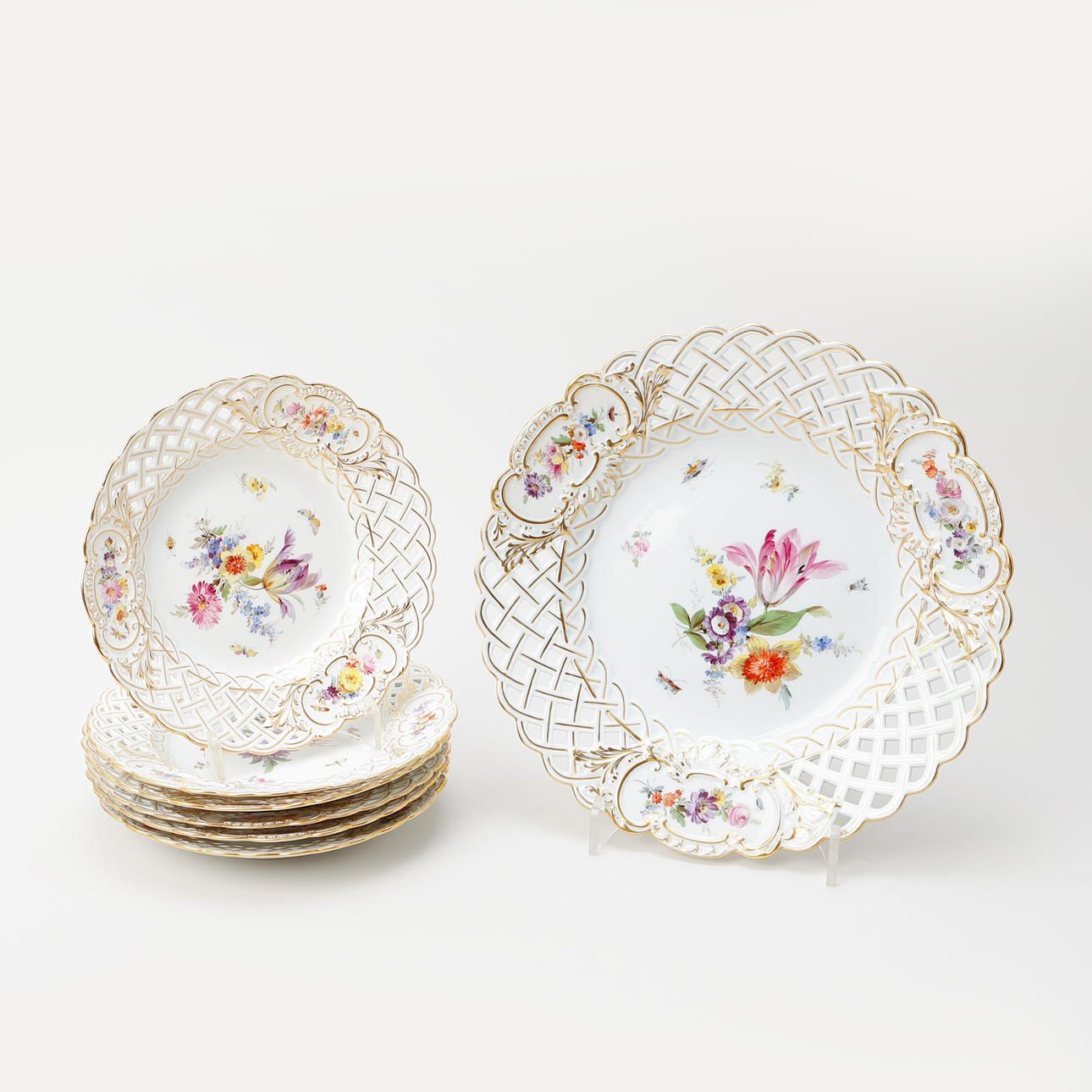 A 7-piece fruit set, Meissen.