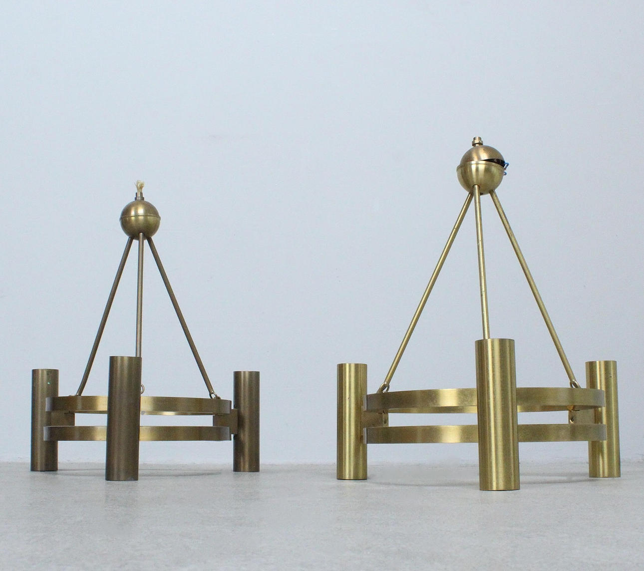 A pair of ceiling lights from the 1950s.