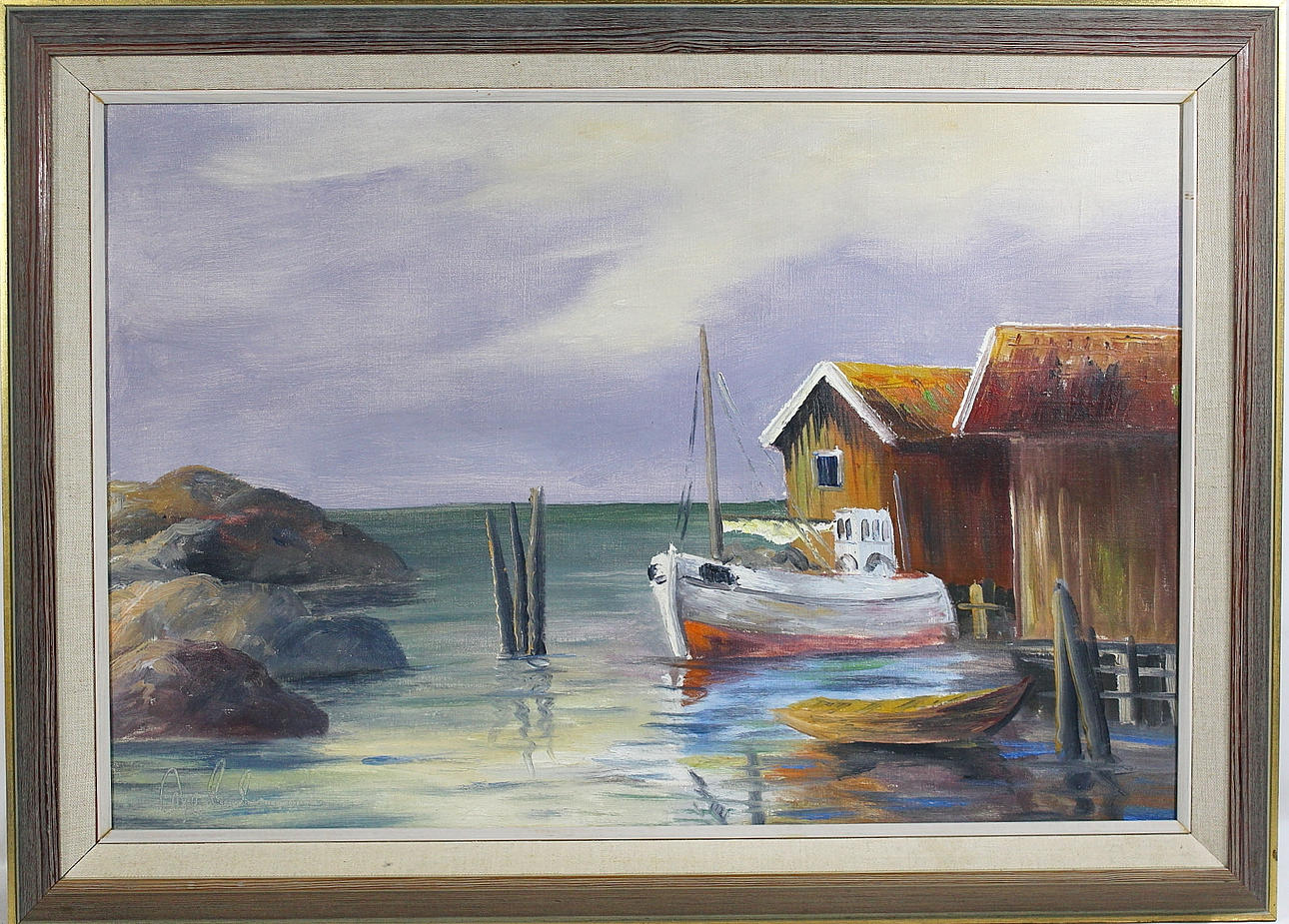 OIDENTIFIERAD KONSTNÄR. olja duk, Bohusmotiv, signerad.