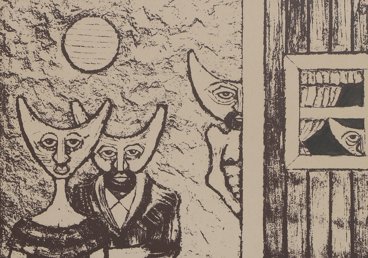 ALF STRIDFELDT. Lithograph, “Cat Life”.