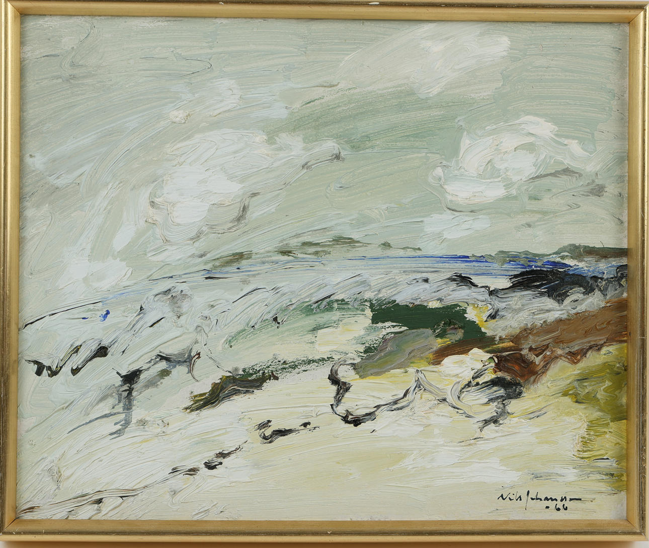 NILS JOHANSSON. Landscape, oil on panel, signed and dated -66.