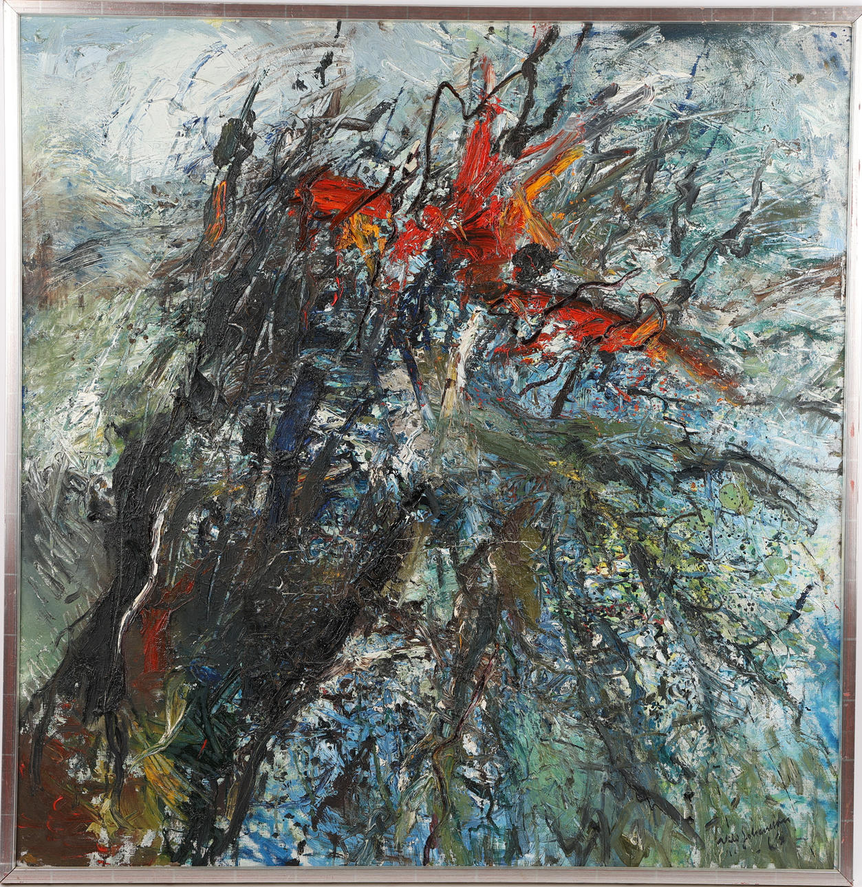 NILS JOHANSSON. Abstract motif, oil on canvas, signed and dated -63.