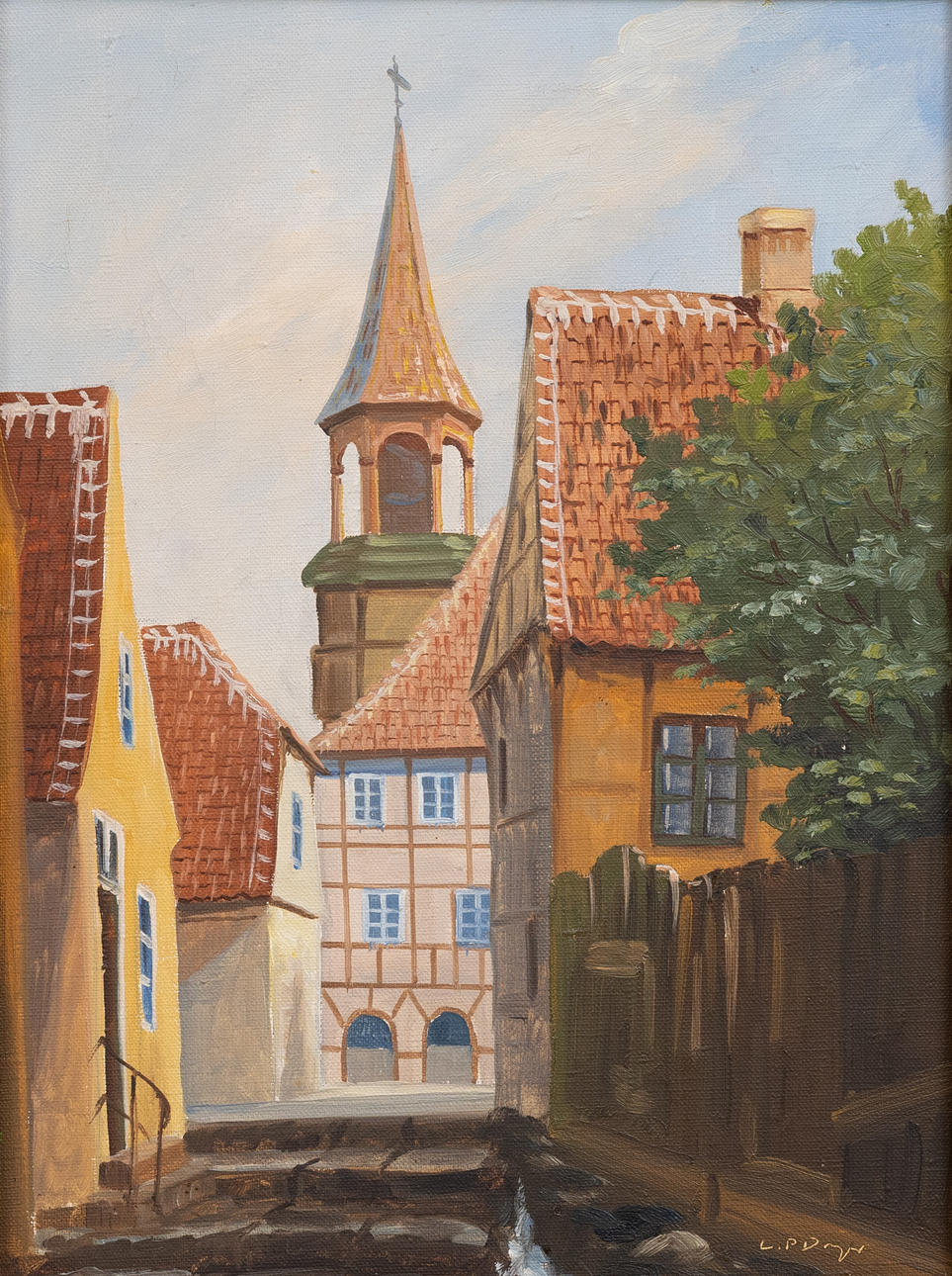 OIDENTIFIERAD KONSTNÄR. City motif, oil on canvas, signed L.P. Turns.