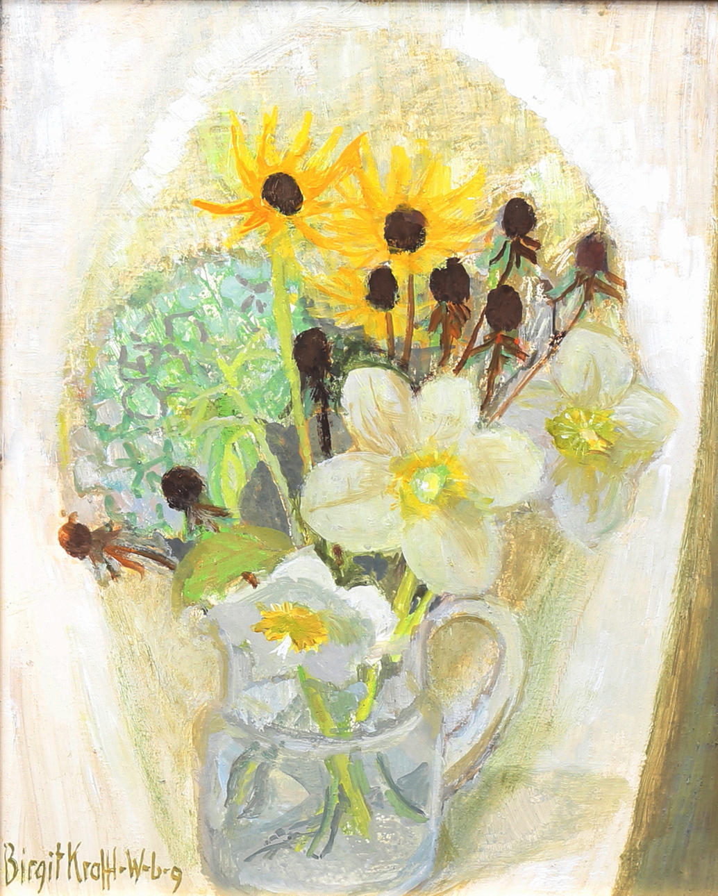 BIRGIT KRAFFT-WAESTERBERG. (Västervik)) Oil on panel, “Juletid”, signed, 1977.