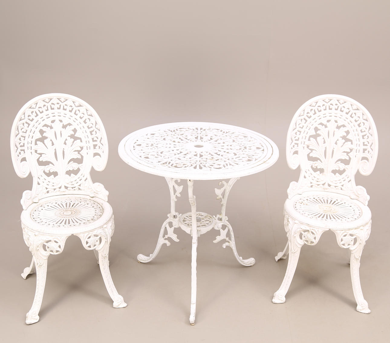 TRÄDGÅRDSGRUPP, 3 delar, aluminium, vit, sent 1900-tal.