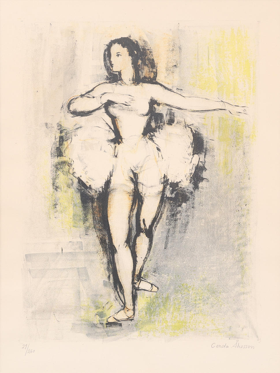 GERDA ÅKESSON (1909-1992). Ballet dancer, lithograph in colours, signed and numbered 29/260.