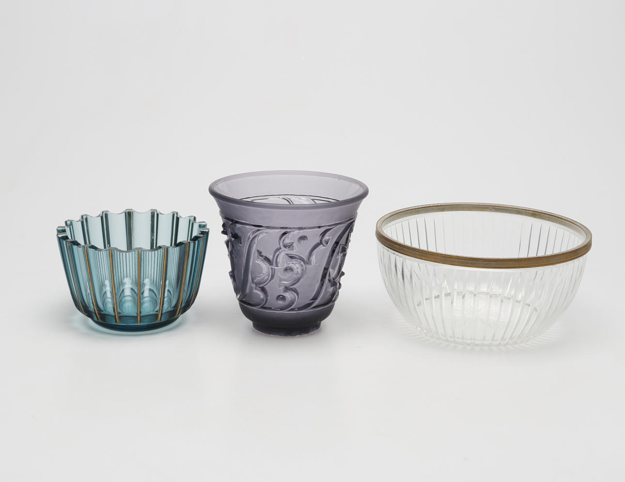 VASER samt SKÅL, 3 delar, glas, bland annat Edvin Ollers Elme, 1900-talets mitt.