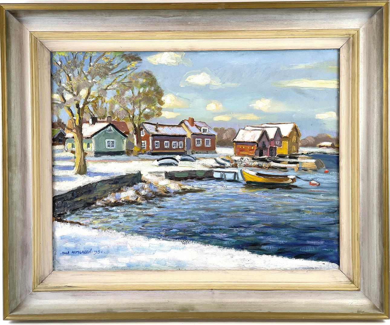 OLLE ALMGREEN. Archipelago motif, oil on panel, signed & dated 1951.