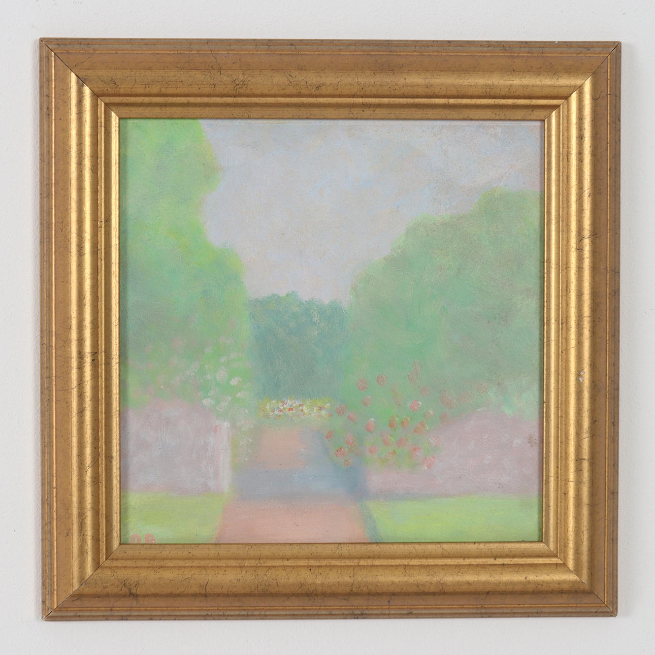 ORVAR BÄCKNER. “Garden motif”, oil on panel. monogram signed.