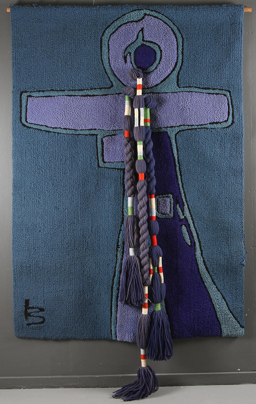 VÄGGBONAD, "Earth Totem", handtuftad, signerad. 1960-tal.