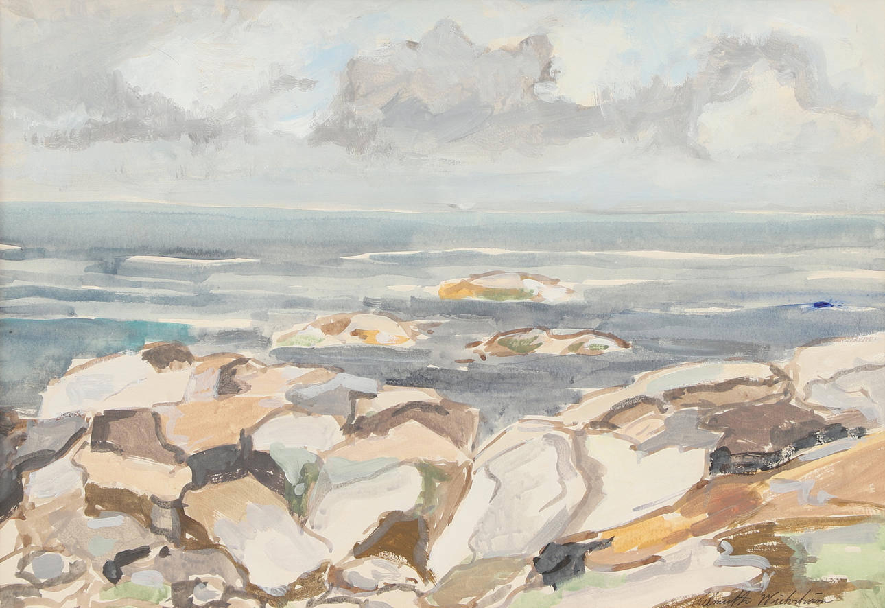 HELMUTH WICKSTRÖM. Watercolor, Archipelago, Signed.