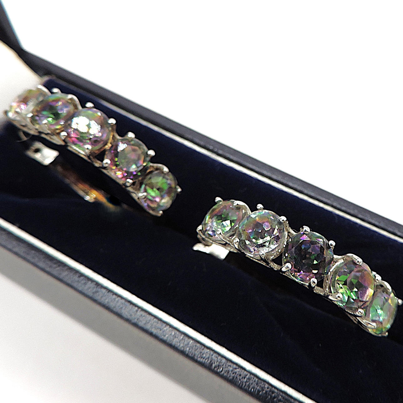 STERLING SILVER MYSTIC TOPAZ GEMSTONE EARRINGS.