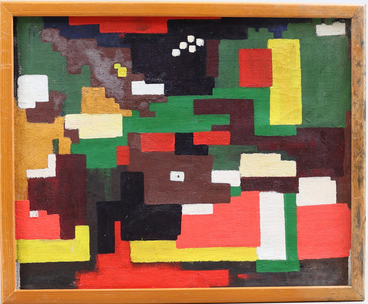 UNIDENTIFIED ARTIST. Abstract composition with figure, oil on canvas pasted on panel.