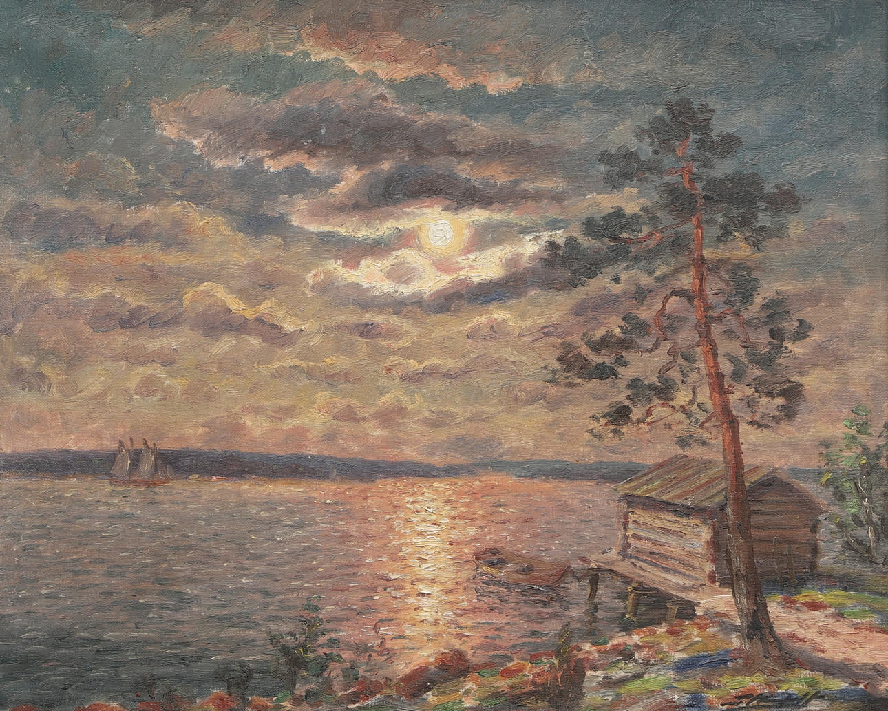 OIDENTIFIERAD KONSTNÄR. Öl auf Leinwand, Meerblick, signiert.