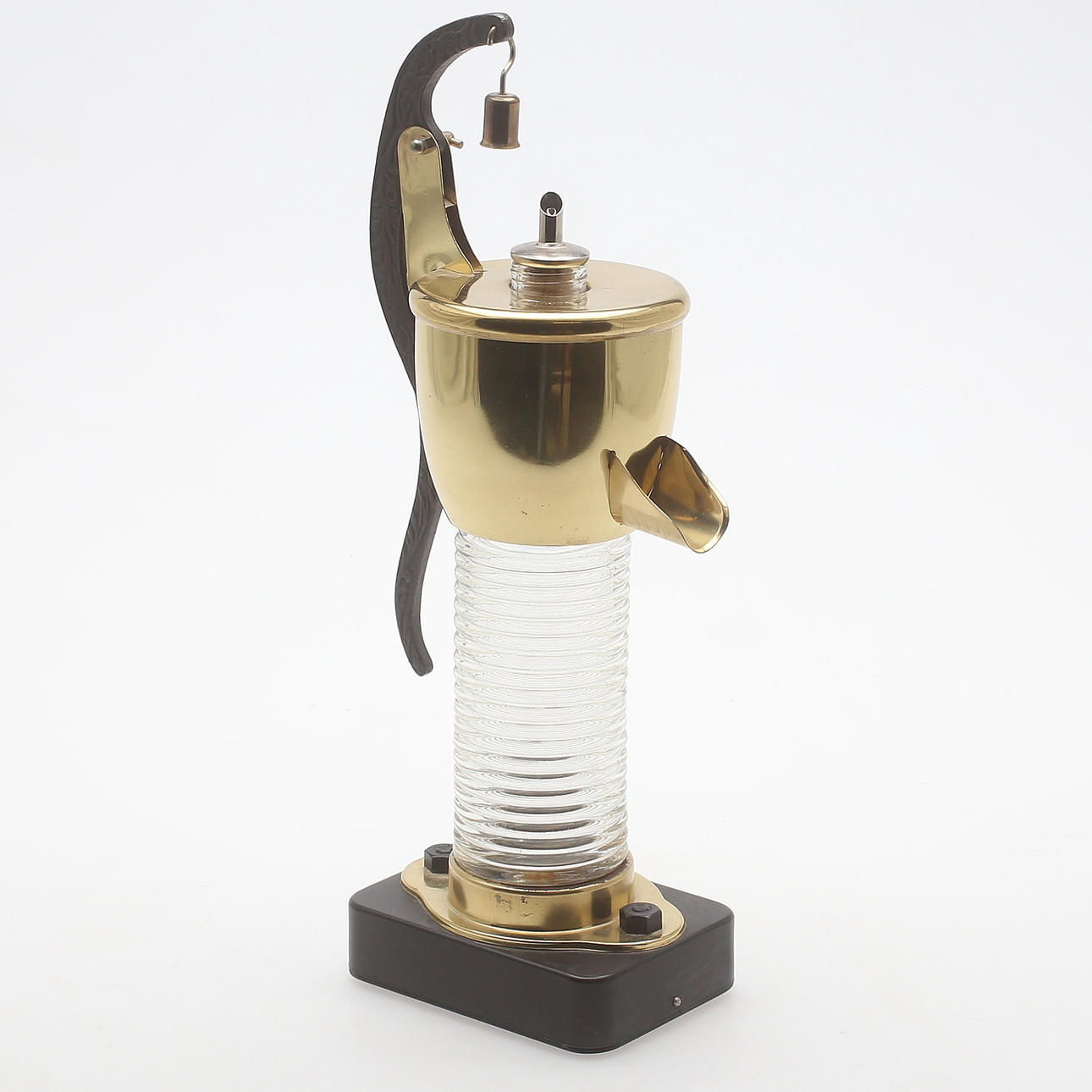 SPRITFLASKA/SPELDOSA, glas/metall, 1900-tal.