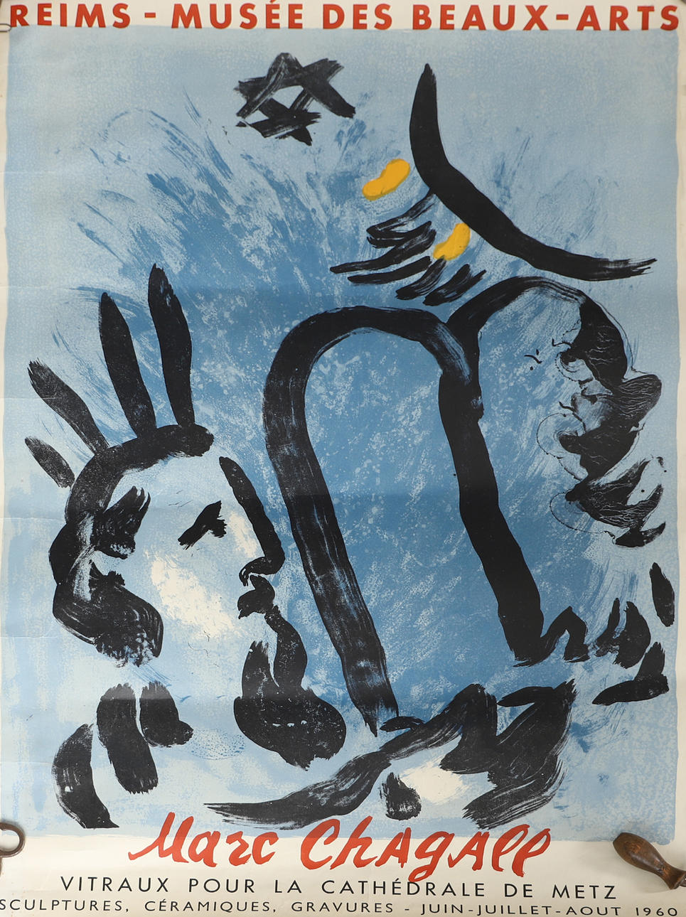 MARC CHAGALL. Udstillingsplakat, efter, Mourlot, Paris.