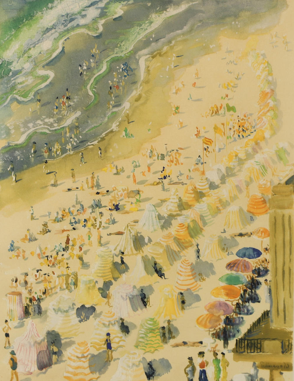 AFTER ISAAC GRÜNEWALD. Beach, print, signed in print.