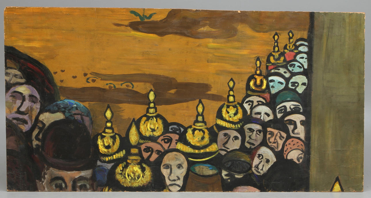 SVEN X:ET ERIXSON. Ur väggmålningen Arbetarnas kamp, olja på pannå, (nr 6).