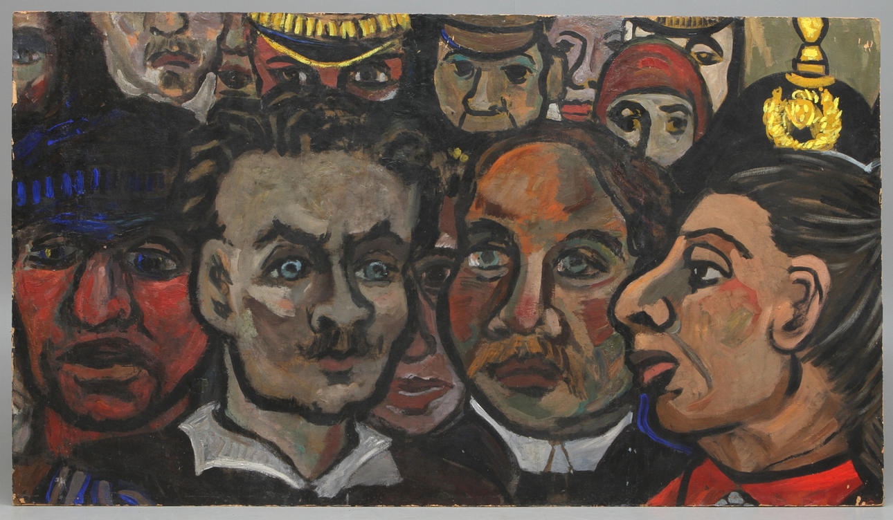 SVEN X:ET ERIXSON. Ur väggmålningen Arbetarnas kamp, olja på pannå, (nr 7).