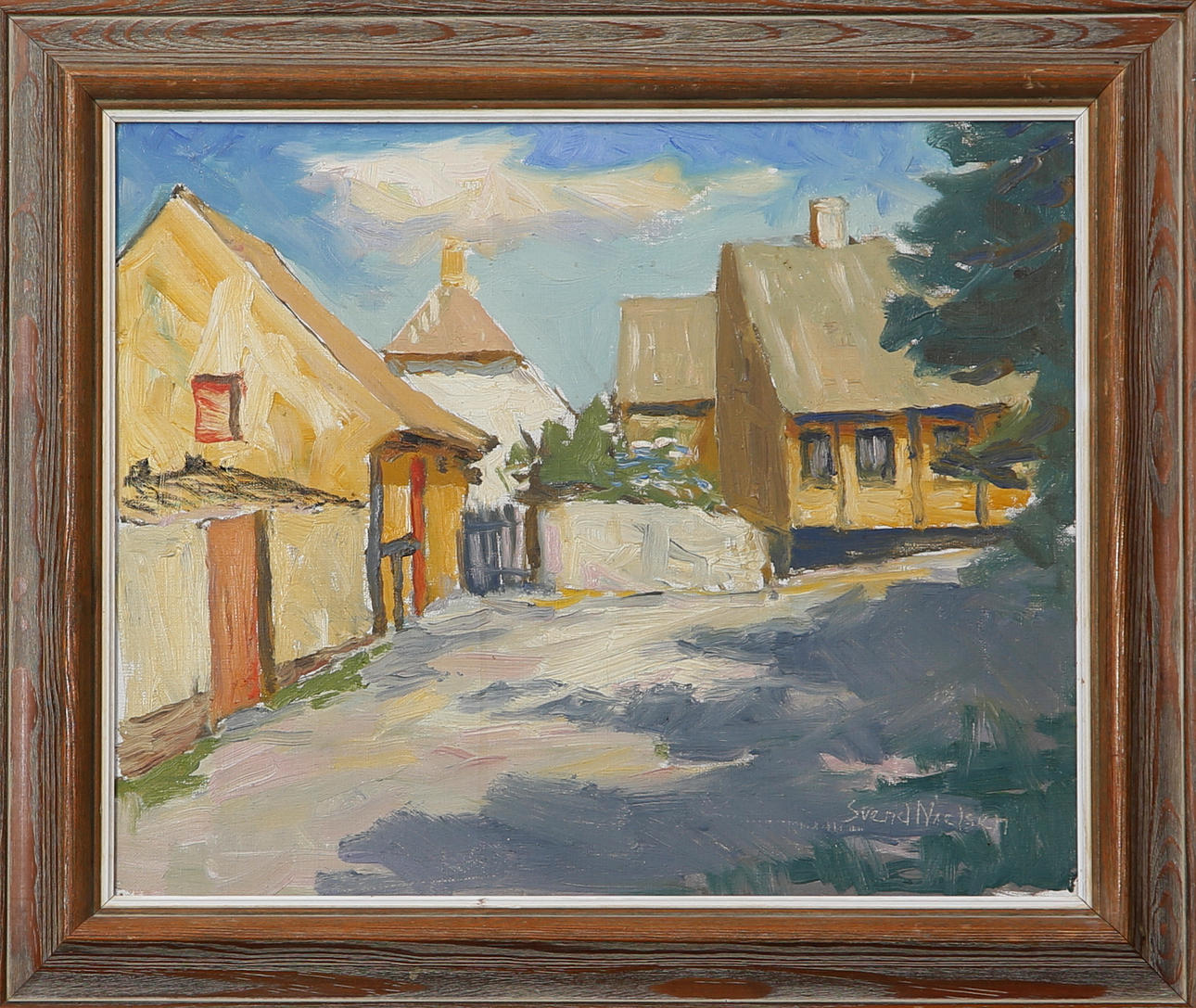 SVEND NIELSEN. Motiv från Bornholm, olja på pannå, signrad.