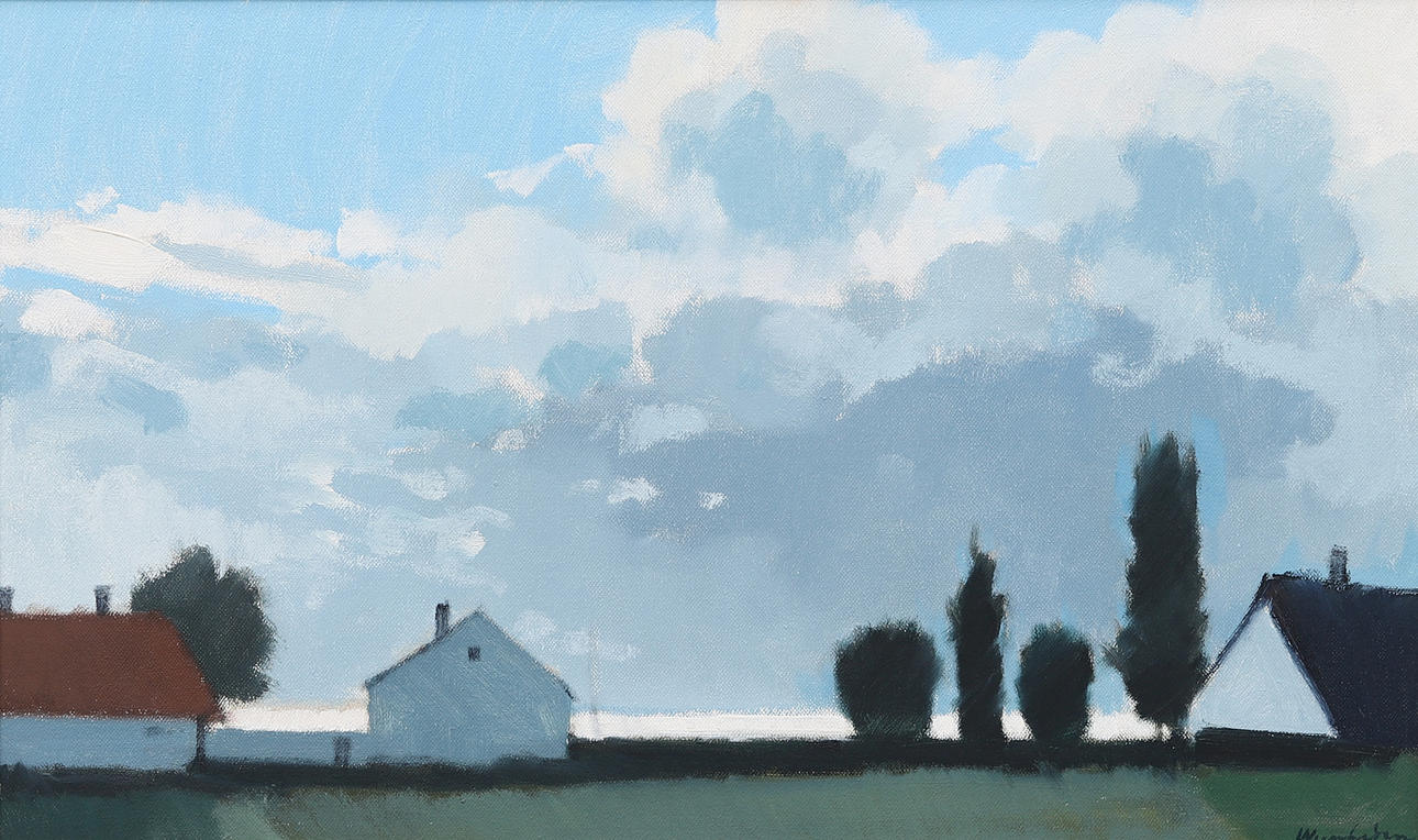 STIG WERNHEDEN. “Thunderclouds, Skåne, Eskilstorps Ängar”, oil on canvas, signed.