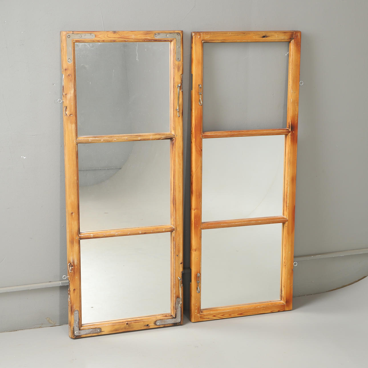 MIRRORS, 2 pieces in the form of windows, pine.