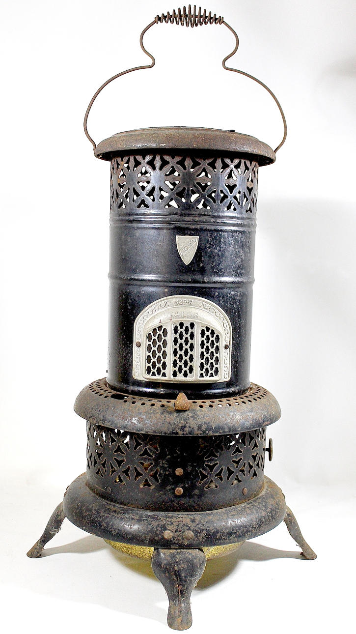 KAMIN, fotogen, metall.