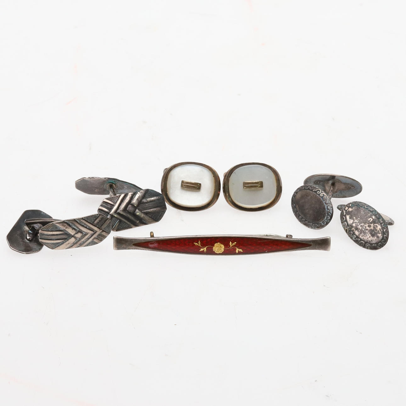 CUFFLINKS & TIE PINS, SILVER.