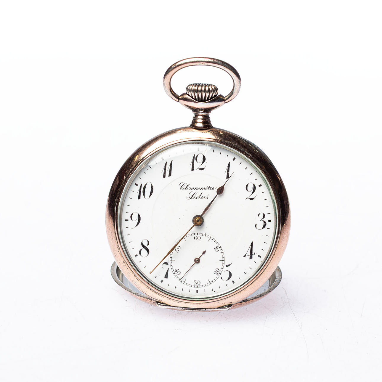 RELOJ DE BOLSILLO, Sidus, caja plateada, cronómetro.