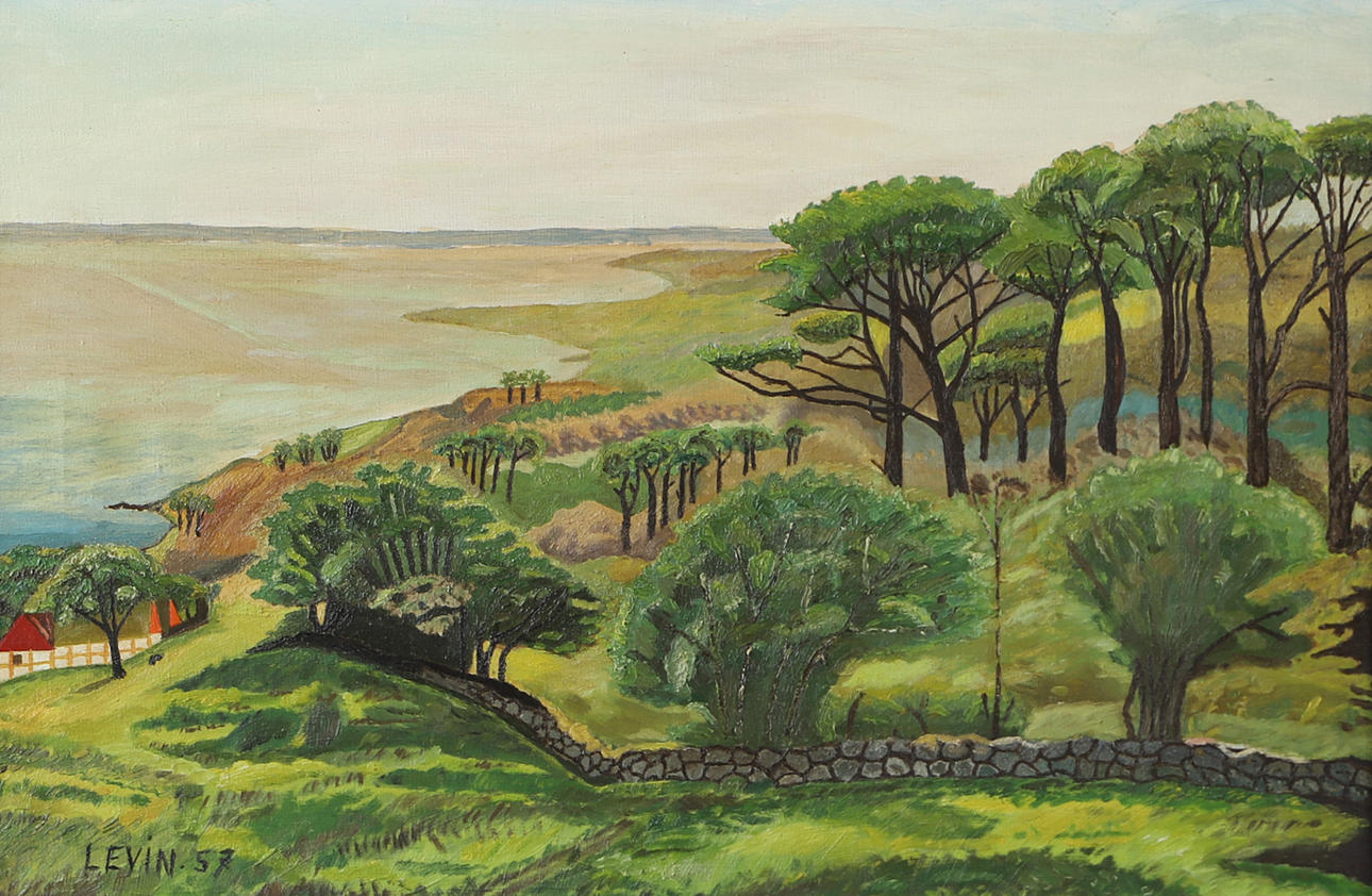 OIDENTIFIERAD KONSTNÄR. Coastal landscape, oil on canvas, signed Levin -57.