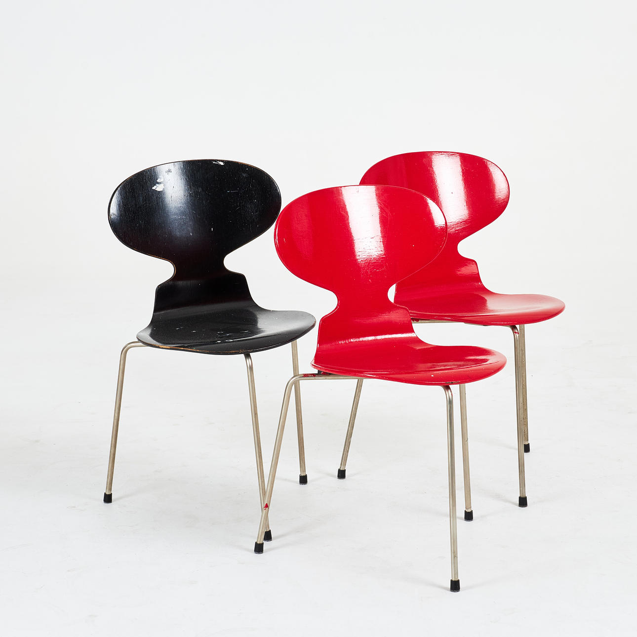 ARNE JACOBSEN. Three 'Ant' chairs for Fritz Hansen, Denmark.