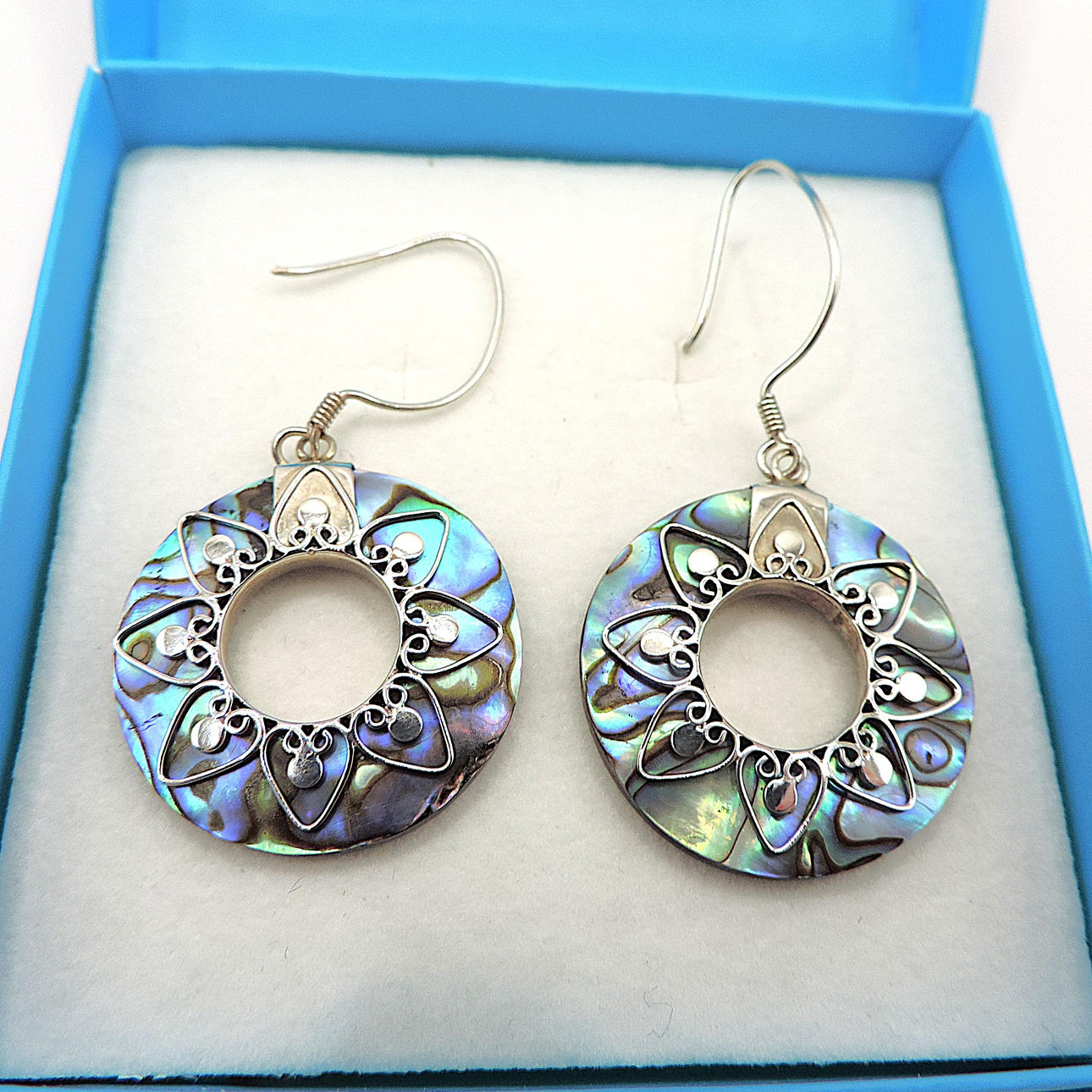 STERLING SILVER GEMSTONE EARRINGS.