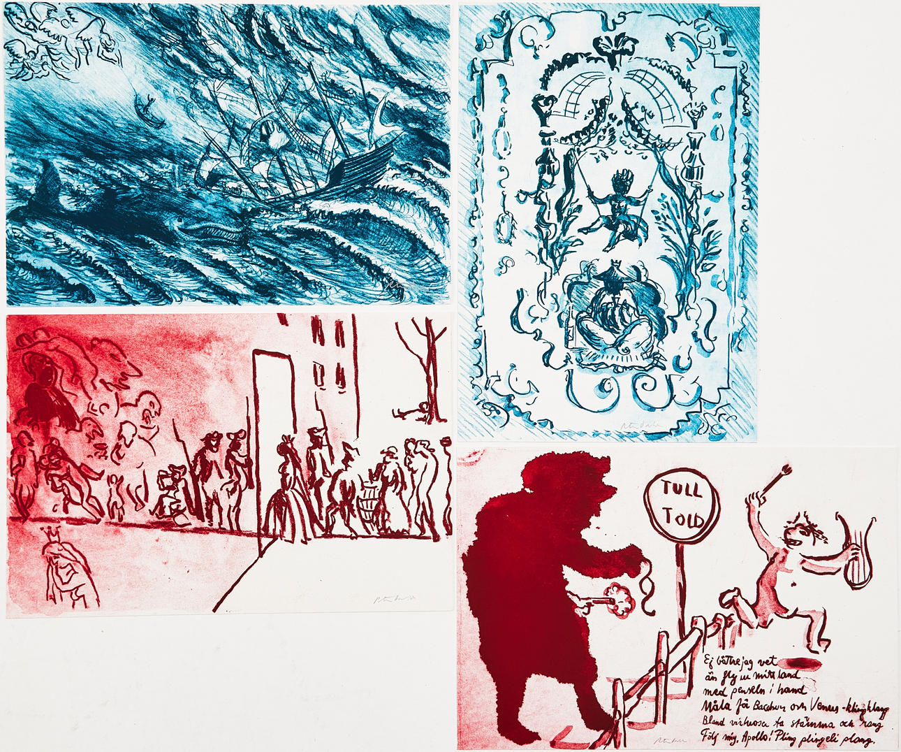 PETER DAHL. from Carl Michael Bellman's “Fredman's Epistles”, 4 colour lithographs.
