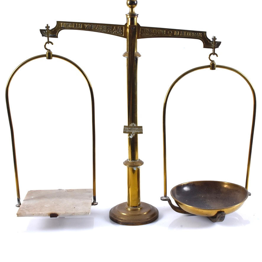 Balancevægt, messing, Lindells Vågfabriks AB, Jönköping.