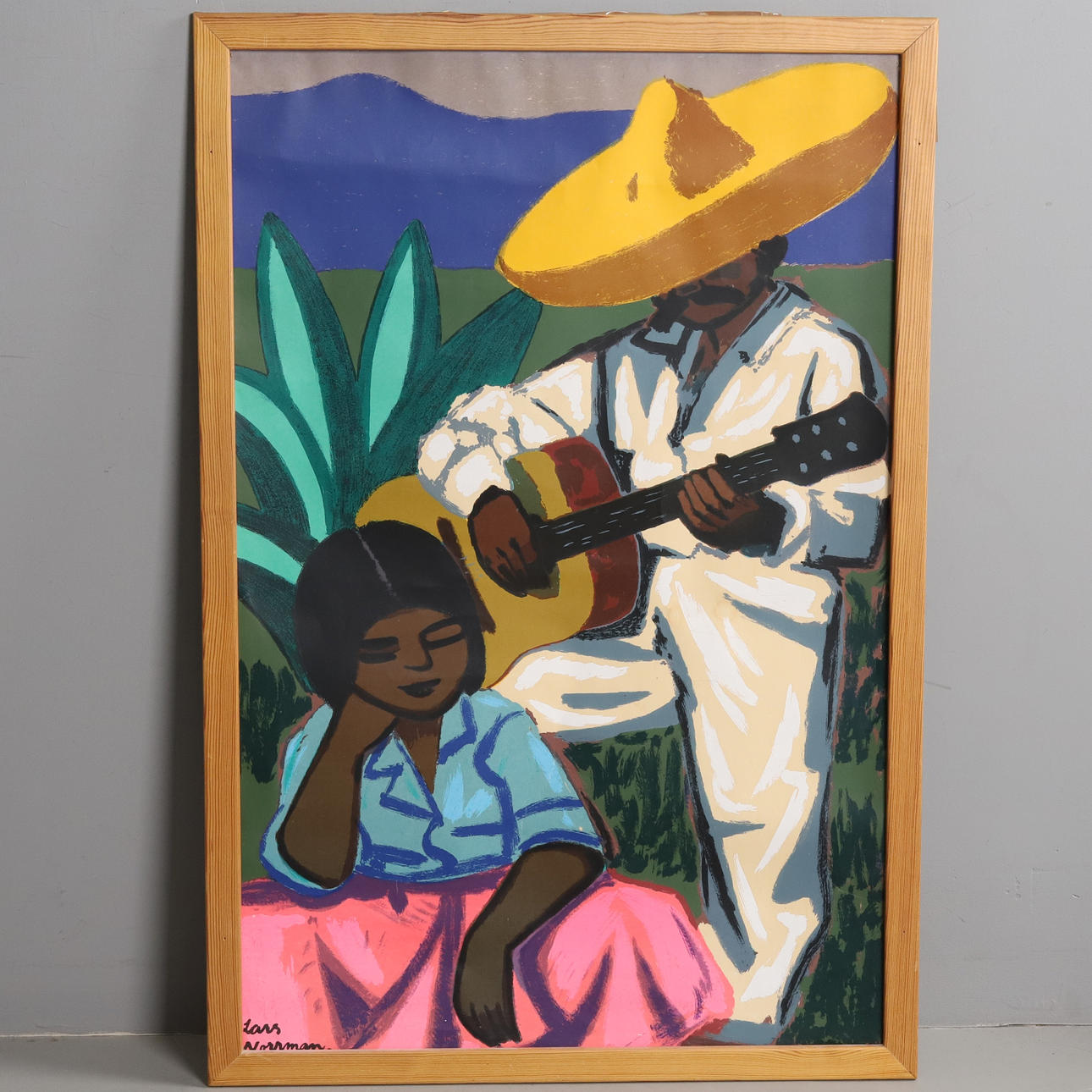 LARS NORRMAN. Colour print on cardboard, “Sombrero”, signed in the print.