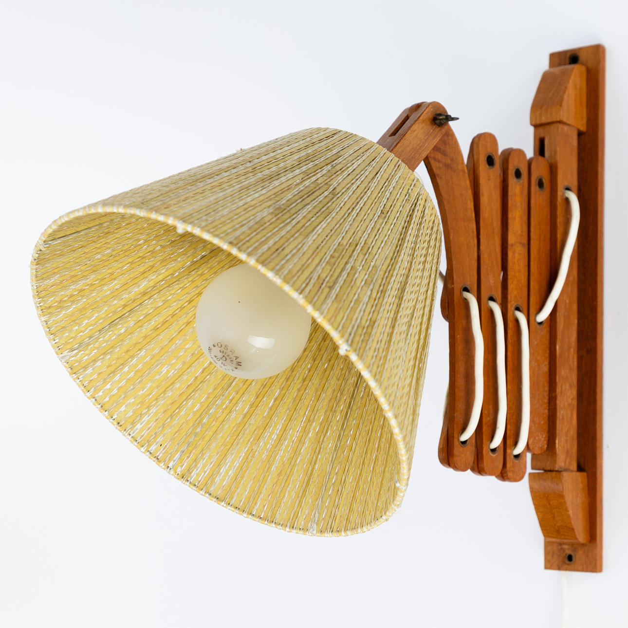 Wandleuchte / Scherenleuchte in Teak, 2. Hälfte 20. Jh.