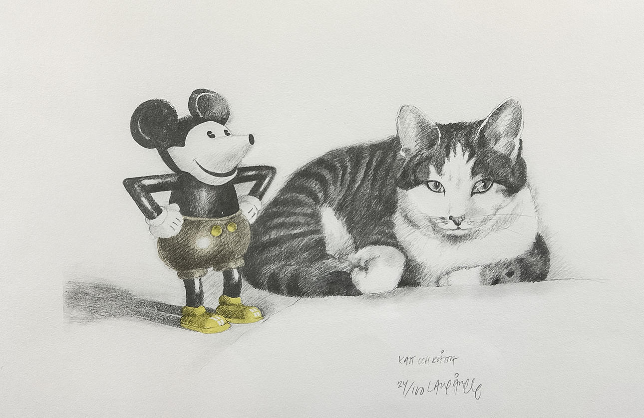 LASSE ÅBERG. SERIGRAPH, “Cat and Rat”, signed, numbered.
