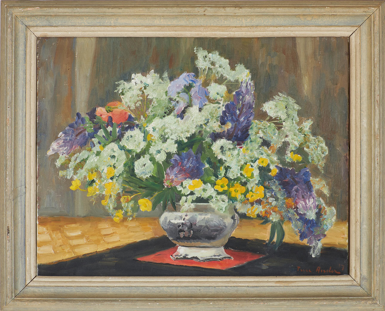 TURE ANDER. “Summer bouquet”, signed and dated -37, oil on canvas.