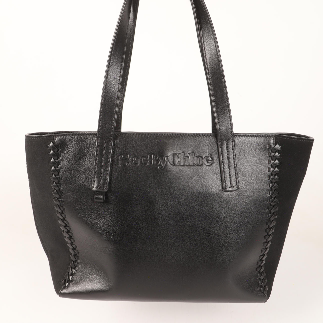 HANDBAG, black leather/suede, See by Chloé.