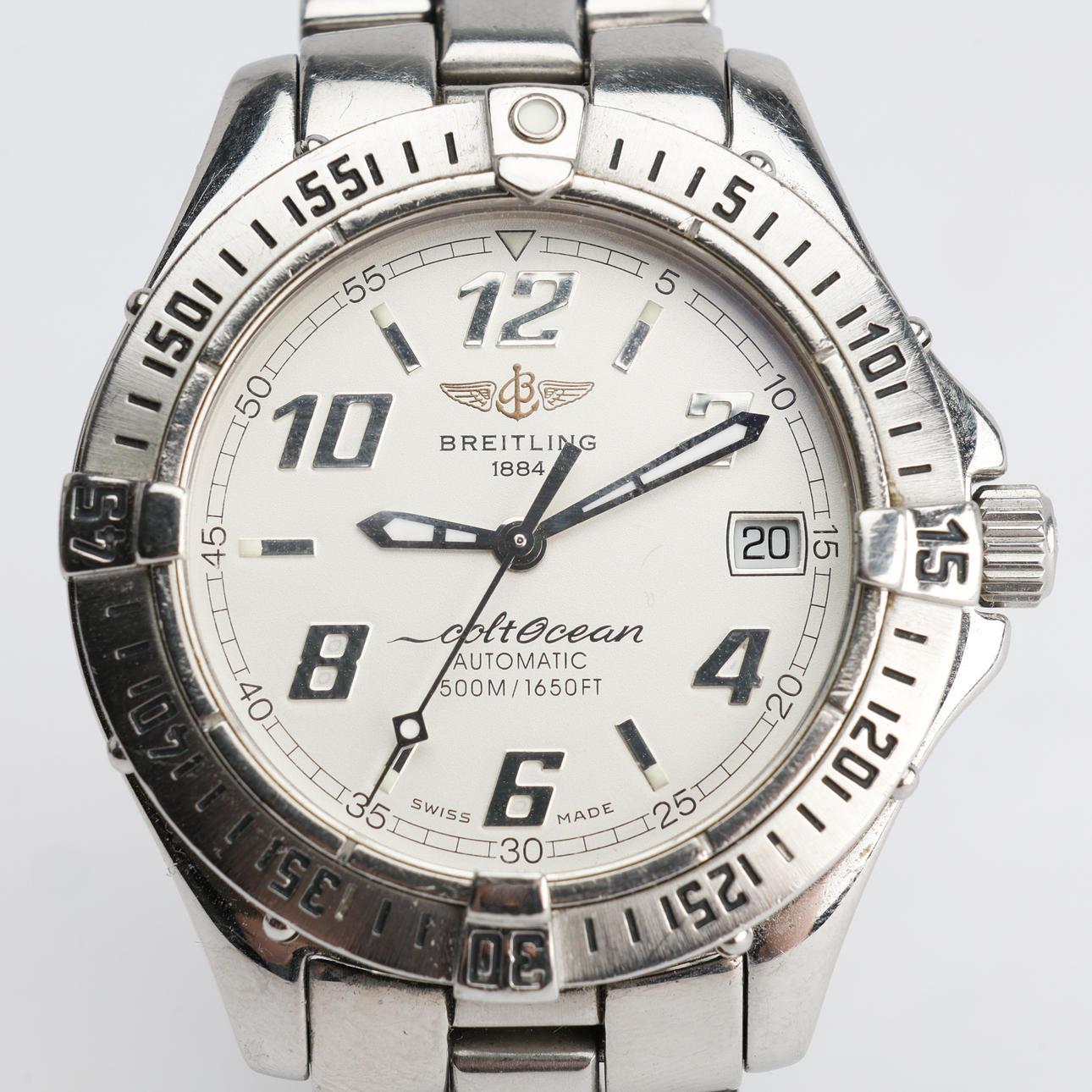 BREITLING, Colt ocean, wristwatch, steel, automatic assignment, date, 1990s.