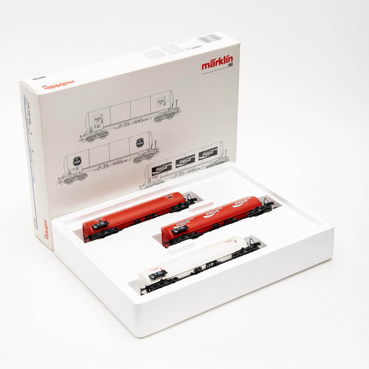 MÄRKLIN 84519 3 Trolleys von Coca-Cola im Originalkarton.