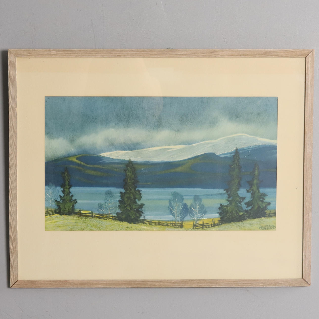 PRINT, Helmer Osslund, “Landscape with mountains”.