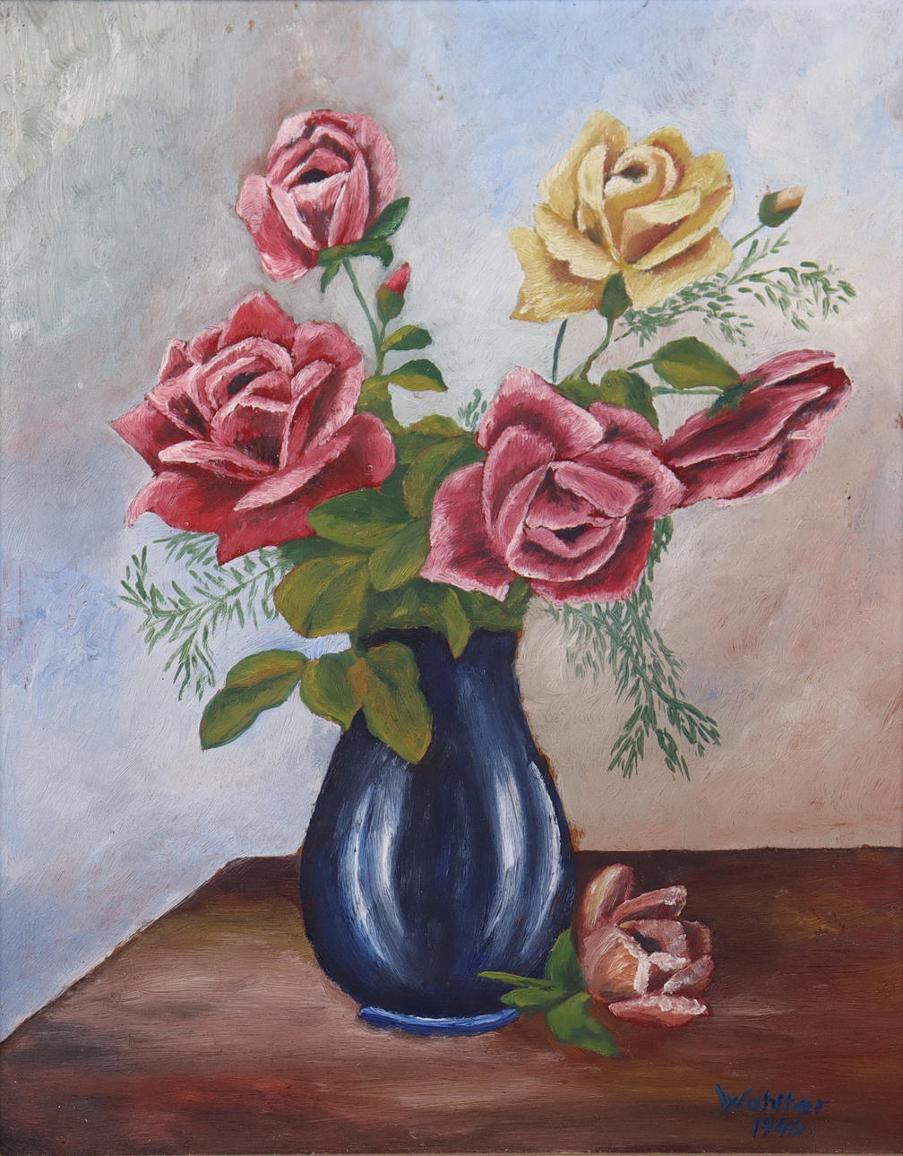 OIDENTIFIERAD KONSTNÄR. oil on panel, flower still life.